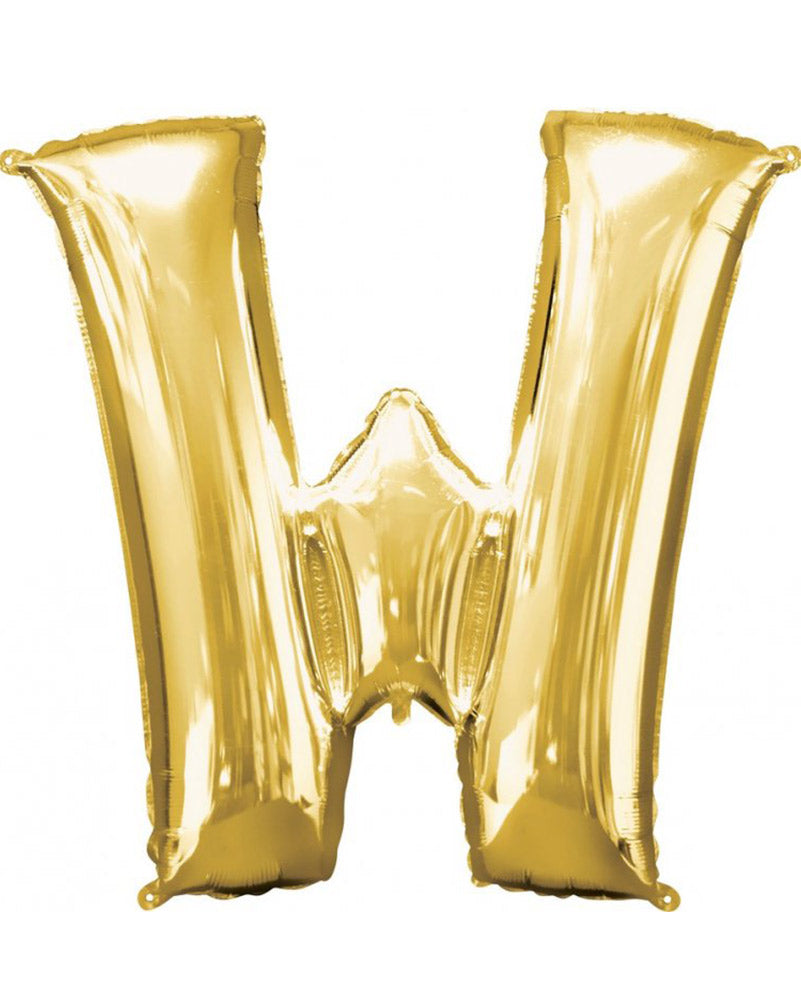 Gold Letter W Supershape 86cm Balloon