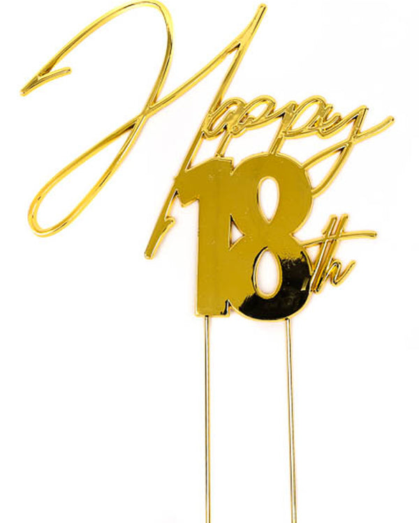 Gold Metal Happy 18th Cake Topper