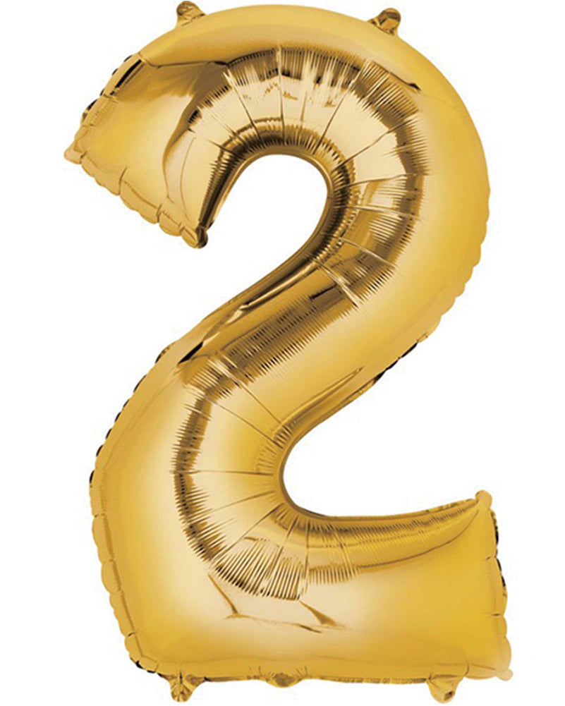 Gold Number 2 83cm Supershape Foil Balloon