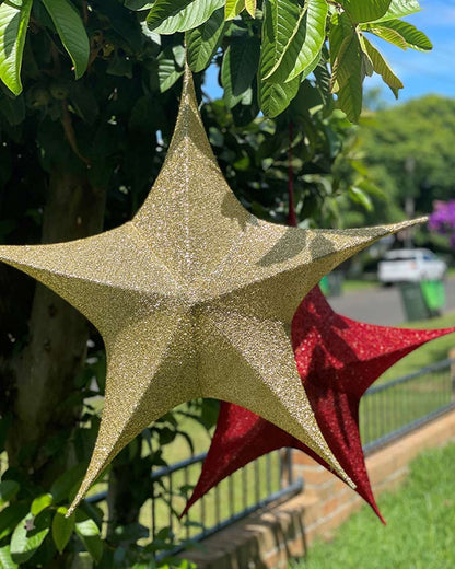 Gold Pop-Up Tinsel Star 80cm