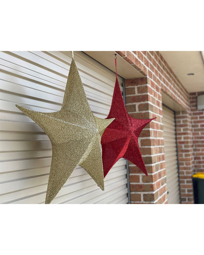 Gold Pop-Up Tinsel Star 80cm
