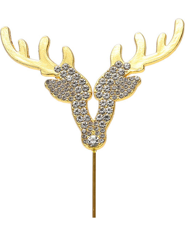 Christmas Gold Reindeer Diamante Cake Topper
