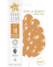 Gold Shimmer Round 30cm Balloons Pack of 18