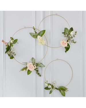 Gold Wedding Floral Hoops Pack of 3