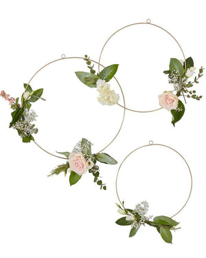 Gold Wedding Floral Hoops Pack of 3