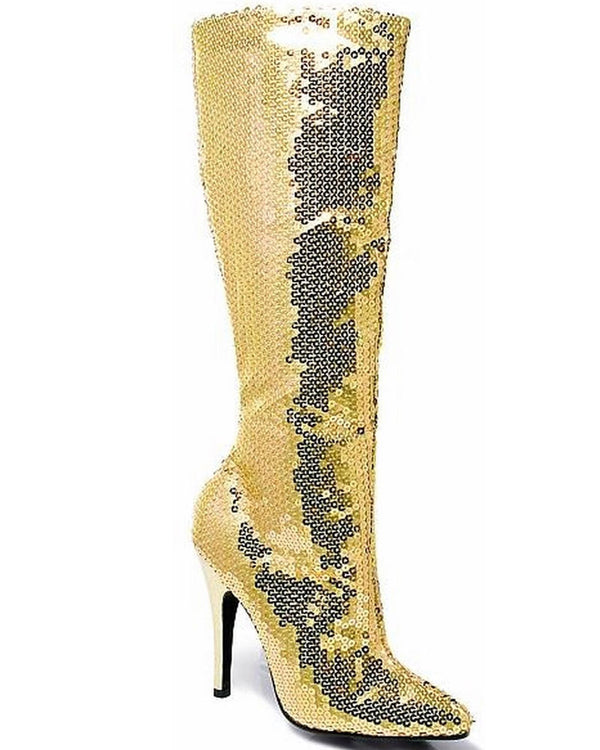 70s Gold Metallic Sequin Womens Boots