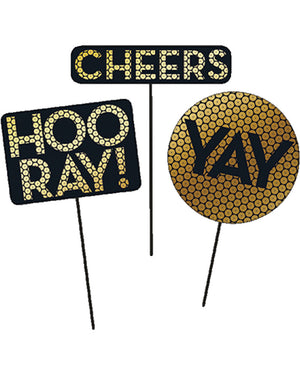 Christmas Golden Gala Centrepiece Sticks Pack of 3