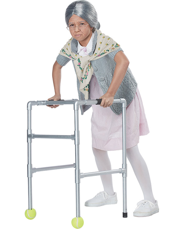 Grandma Babushka Kids Wig Glasses and Shawl Set