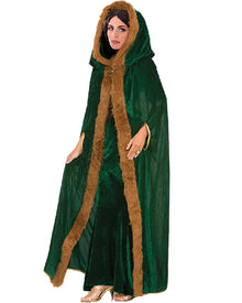 Green Faux Fur Trim Cape