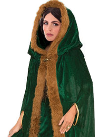 Green Faux Fur Trim Cape