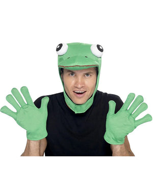 Green Frog Hood and Gloves Set