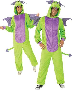Green Dragon Furry Jumpsuit Adult Costume