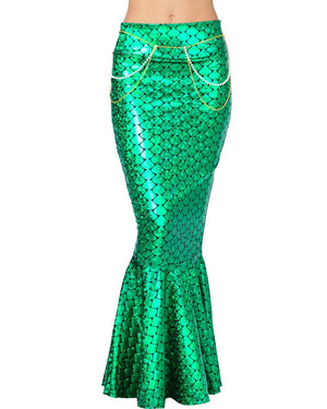 Green Metallic Hologram Shiny Mermaid Womens Skirt