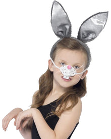 Grey Bunny Kids Nose Tail and Headband Set