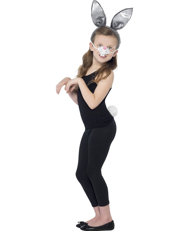 Grey Bunny Kids Nose Tail and Headband Set