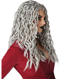 Crinkle Dreadlocks Long Grey Halloween Wig