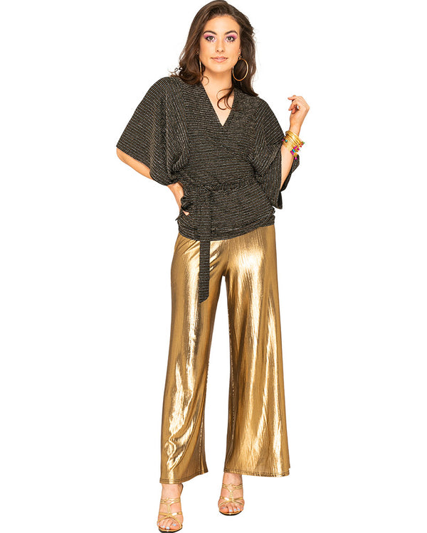 Groovy Lurex 70s Plus Size Womens Wrap Shirt