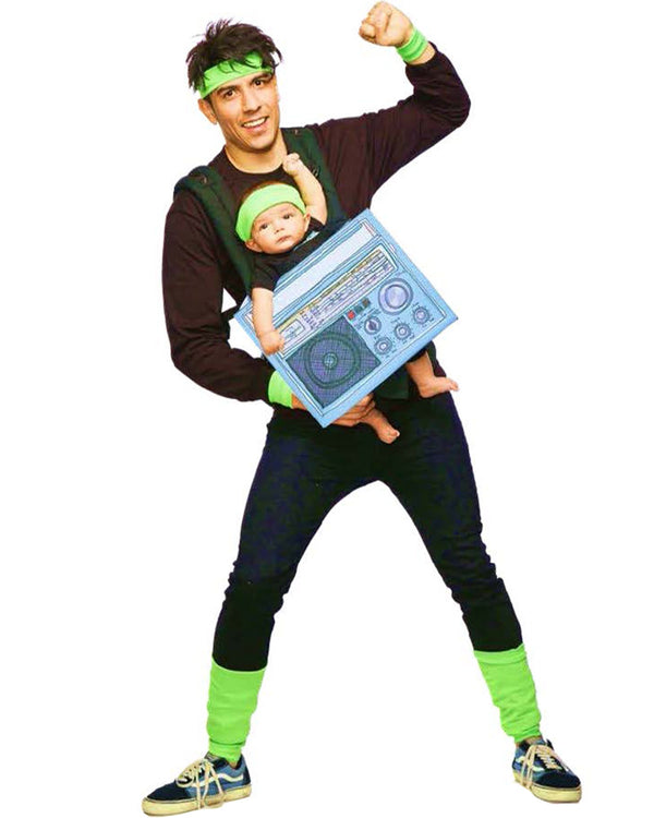 80s Gym Instructor and Boombox Baby and Me Adult Costume