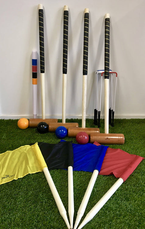 Championship Hardwood Croquet Mallet Set Game 4 Player Set with Carry Bag