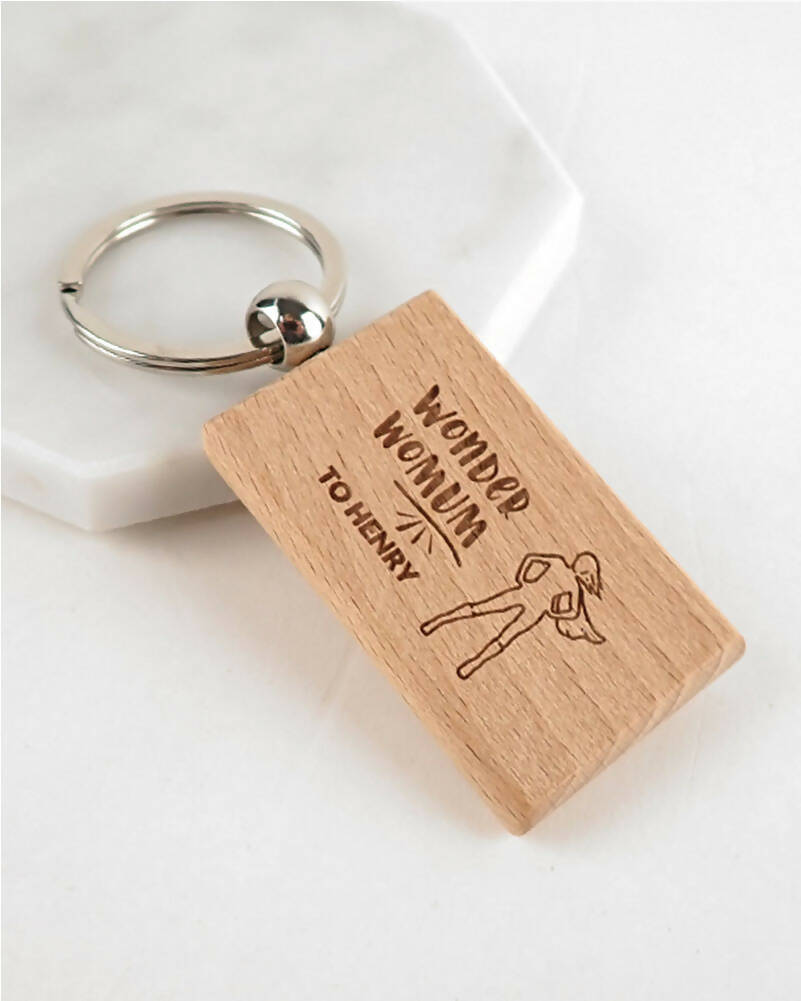 Wonder Womum Wooden Keyring