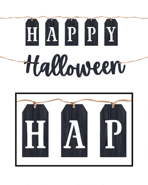 Halloween Classic Black and White MDF Banner Pack of 2