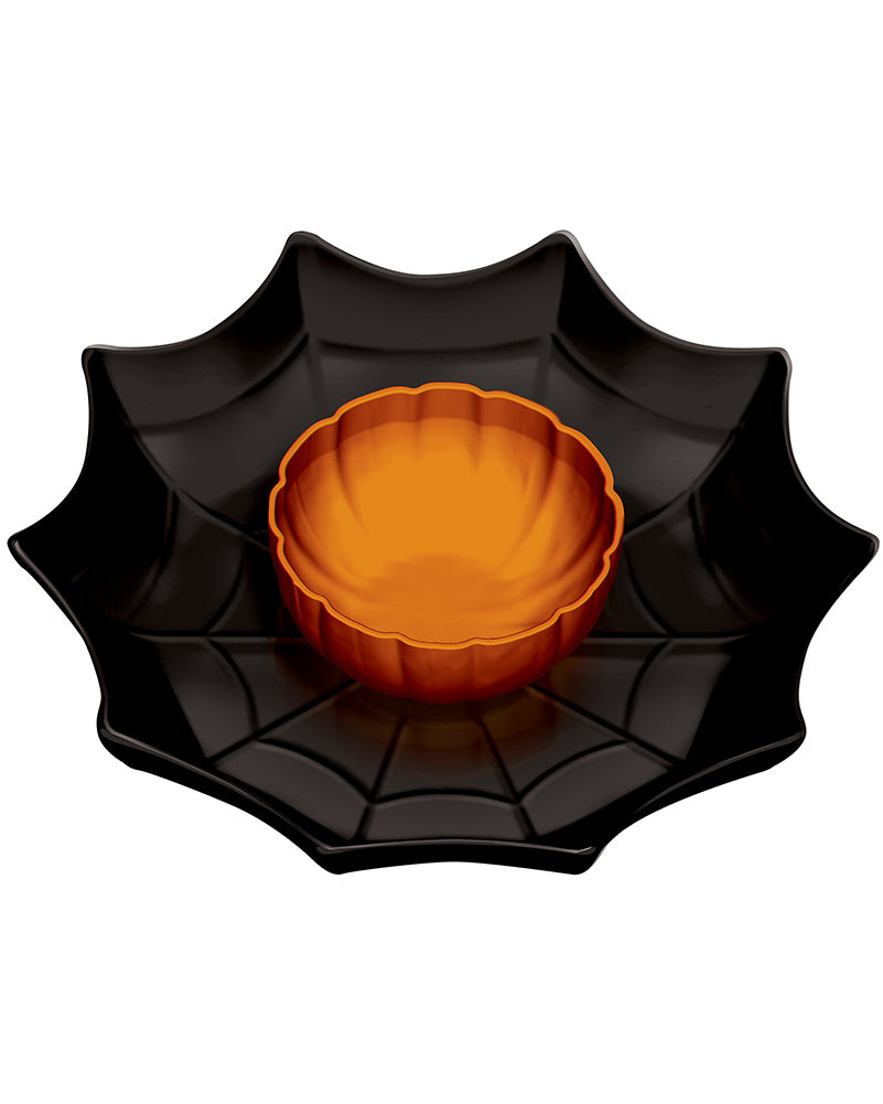 Halloween Classic Orange and Black Chip and Dip Pumpkin