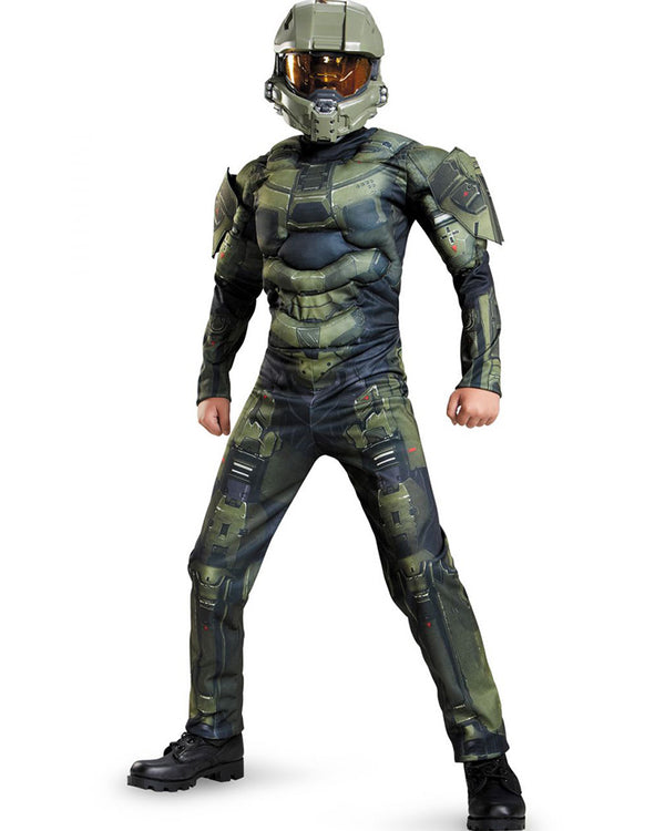 Halo Master Chief Deluxe Muscle Chest Boys Costume