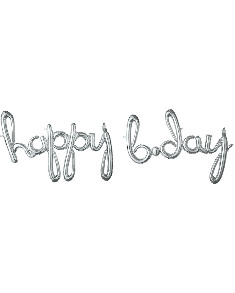 Happy Bday Silver Phrase Foil Balloon