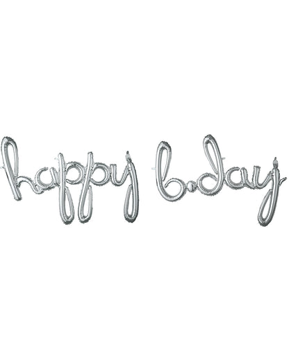 Happy Bday Silver Phrase Foil Balloon