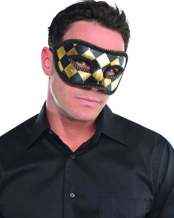 Harlequin Black and Gold Eye Mask