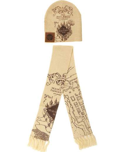 Harry Potter Marauders Map Knit Scarf and Hat