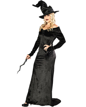 Kooky Matriarch Deluxe Black Velour Womens Dress
