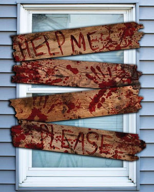 Haunted Window Boards with Bloody Words Pack of 4