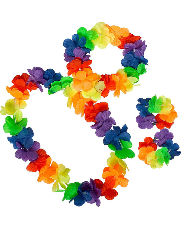 Hawaiian Luau Lei Headband and Bracelets Set