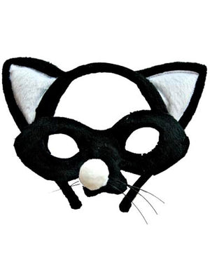 Black and White Cat Headband and Mask Set