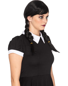 Gothic Girl Deluxe Plaited Black Halloween Wig
