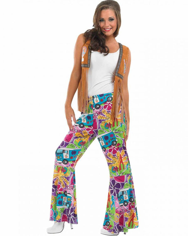 60s Hippie Patterned Flares Womens Costume