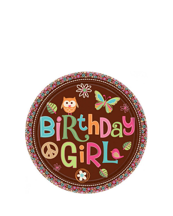 60s Hippie Chick 17cm Round Plates Pack of 8