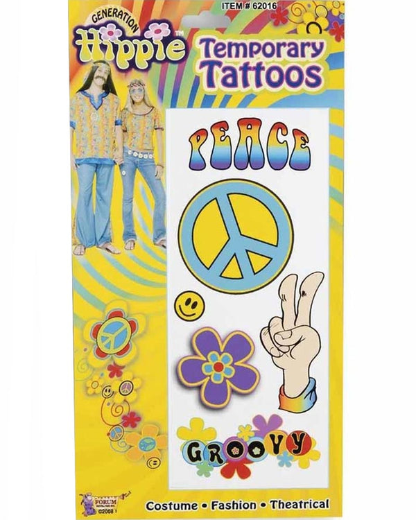 60s Hippie Tattoos Pack of 6