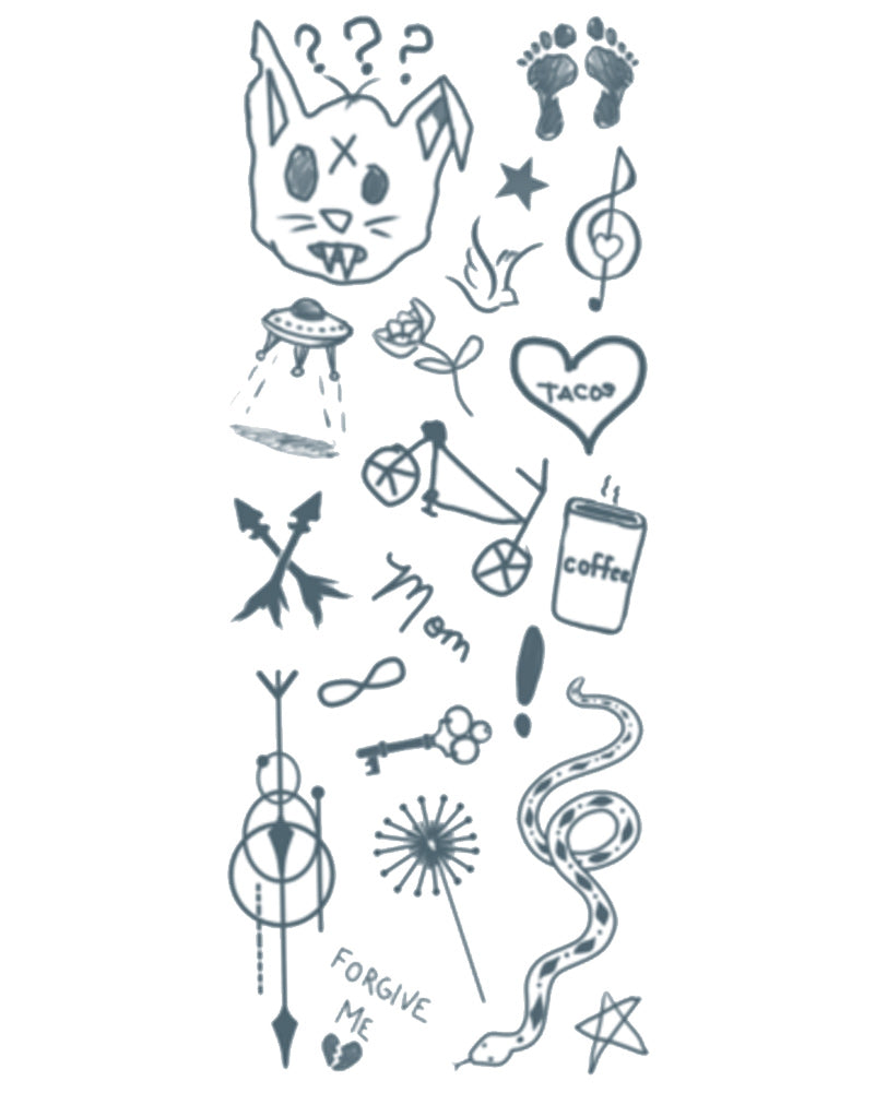 Hipster FX Temporary Tattoos