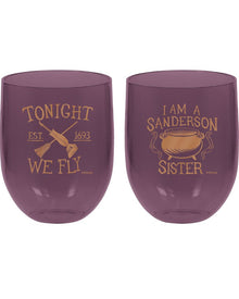 Disney Hocus Pocus Plastic Stemless Wine Glasses Pack of 2