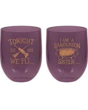Disney Hocus Pocus Plastic Stemless Wine Glasses Pack of 2