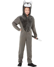 Hooded Wolf Jumpsuit Kids Halloween Costume
