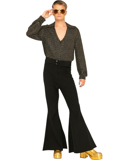 Hot Stuff Black 70s Mens Plus Size Flares