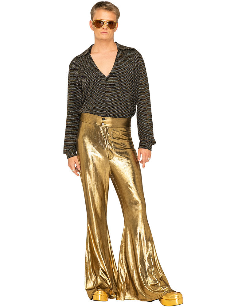 Hot Stuff Gold 70s Mens Plus Size Flares