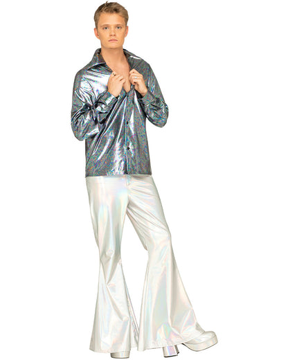 Hot Stuff Silver 70s Mens Plus Size Flares