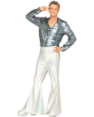 Hot Stuff Silver 70s Mens Plus Size Flares