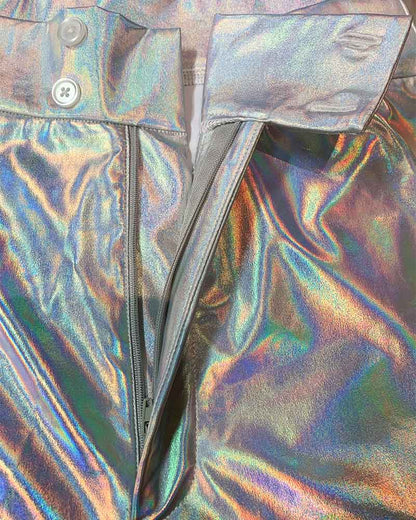 Hot Stuff Silver 70s Mens Plus Size Flares