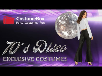 70s Black Sparkle Disco Fever Womens Flares