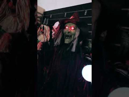 Life Size Swamp Hag Witch Animated Prop with Crystal Ball